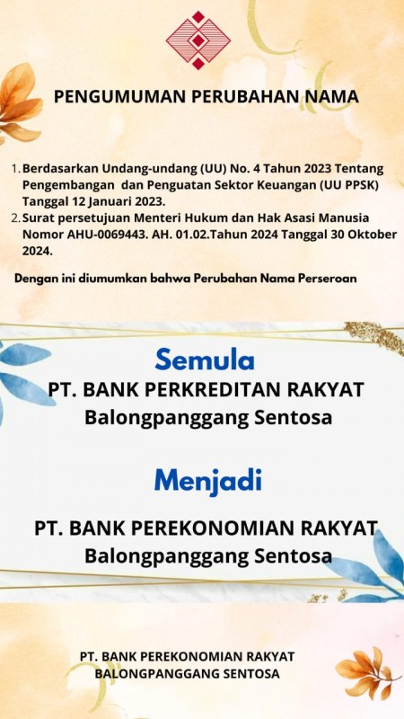 PENGUMUMAN PERUBAHAN NAMA